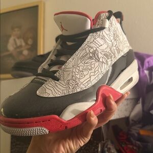 Jordan Black and Red Graphic Sneakers